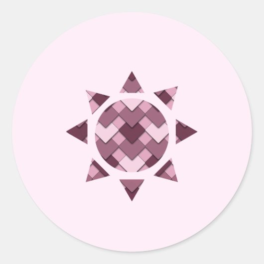 Rose Pink Square und Diamond Harlequin Sun Runder Aufkleber (Vorderseite)