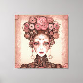 ROSE PINK STEAMPUNK KÜNFTIGE FANTASY PORTRAIT FRAU LEINWANDDRUCK (Vorderseite)