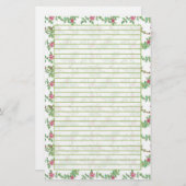 Rose Pink Tee Aquarell Blume Liniert Briefpapier (Vorne/Hinten)