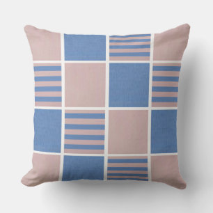 Rose Pink und Serenity Baby Blue Squares Kissen