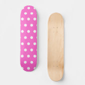 Rose Pink und Weiß Polka Dot Skateboard (Vorderseite)
