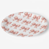 Rose Pink Vintag Satin Bow Muster Pappteller (Schrägansicht)