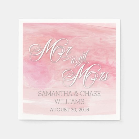 ROSE PINK WATERCOLOR MODERNE WEDD SERVIETTE (Vorderseite)
