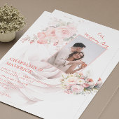 Rose Pink Wedding Foto Einladung