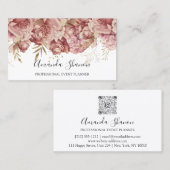 Rose Pink White Event Planner QR CODE Logo Visitenkarte (Vorne/Hinten)