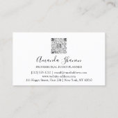 Rose Pink White Event Planner QR CODE Logo Visitenkarte (Rückseite)