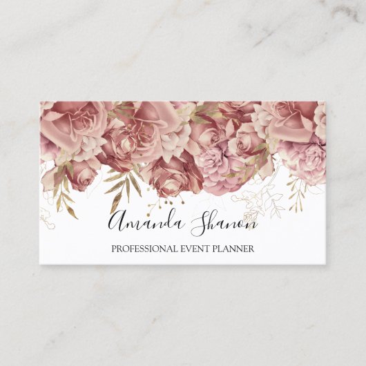 Rose Pink White Event Planner QR CODE Logo Visitenkarte (Vorderseite)