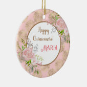 Rose Pinselstrich Quinceanera Keramik Ornament (Rechts)