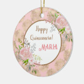 Rose Pinselstrich Quinceanera Keramik Ornament (Links)