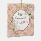 Rose Pinselstrich Quinceanera Keramikornament (Rechts)