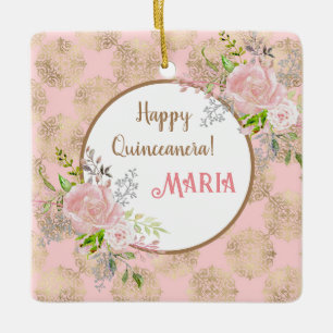 Rose Pinselstrich Quinceanera Keramikornament