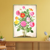 Rose, Platte 4 aus Nassau Florilegium (w/c auf Leinwanddruck (Insitu (Wohnzimmer))