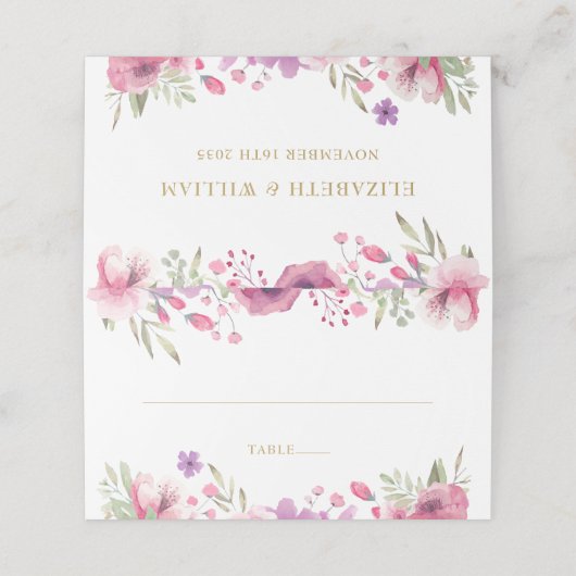 Rose Platzkarte (Außenseite Aufgefaltet)