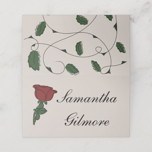 Rose Platzkarte (Außenseite Aufgefaltet)