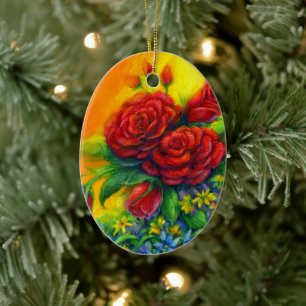 Rose Plumage Keramik Ornament