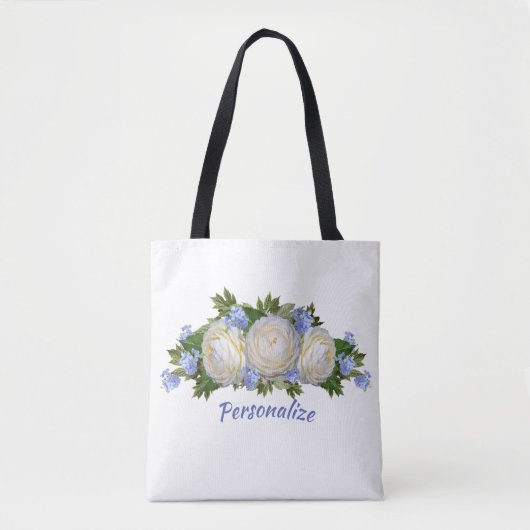 Rose Plumbago Blume Bouquet Stilvoll personalisier Tasche (Vorderseite)