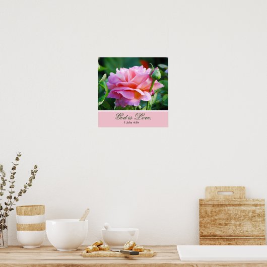 Rose Poster mit Bibelverse (Küche)