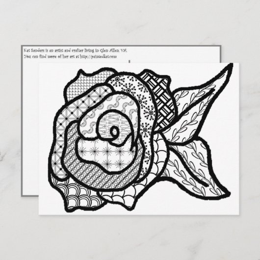 Rose Postkarte (Vorne/Hinten)