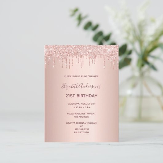 Rose Postkarte (Stehend Vorderseite)