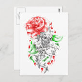 Rose Postkarte (Vorne/Hinten)