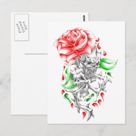 Rose Postkarte (Vorne/Hinten)