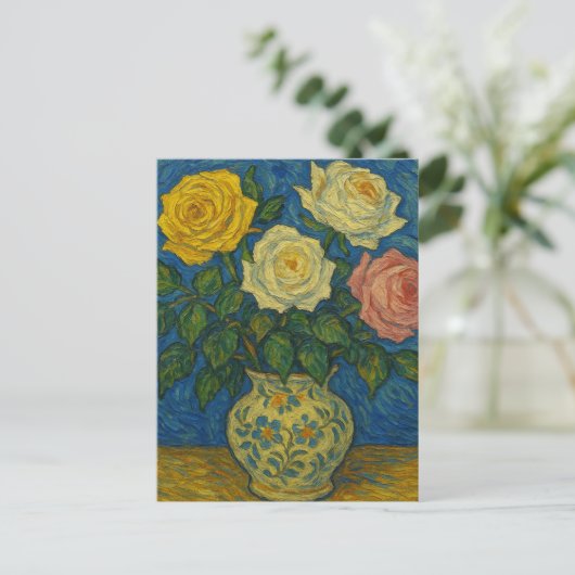 Rose Postkarte (Stehend Vorderseite)