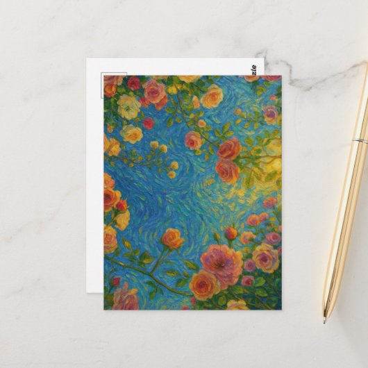 Rose Postkarte (Vorderseite/Rückseite Beispiel)