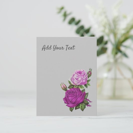 Rose Postkarte (Stehend Vorderseite)