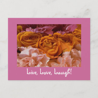 Rose Postkarte - Live, Liebe, Lachen