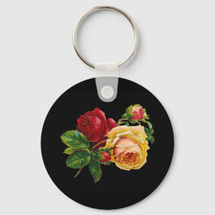 Rose-Print-Accessoires - schwarz, rot, Vintage-Kun Schlüsselanhänger