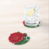 Rose Print Rochester Lithographing and Printing Co Runder Pappuntersetzer (Vor Ort)