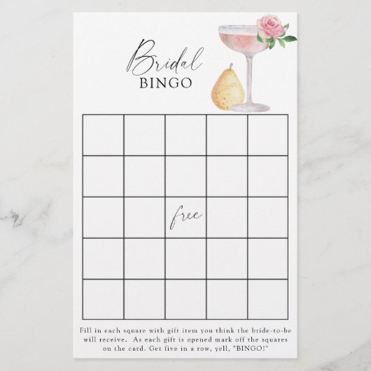 Rose Prosecco - Brautparty-Bingo (Vorderseite)