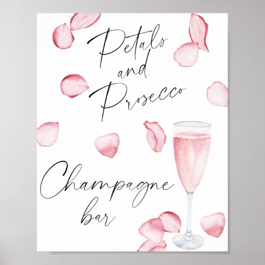 Rose Prosecco Brautparty - Champagner Bar Poster (Vorne)