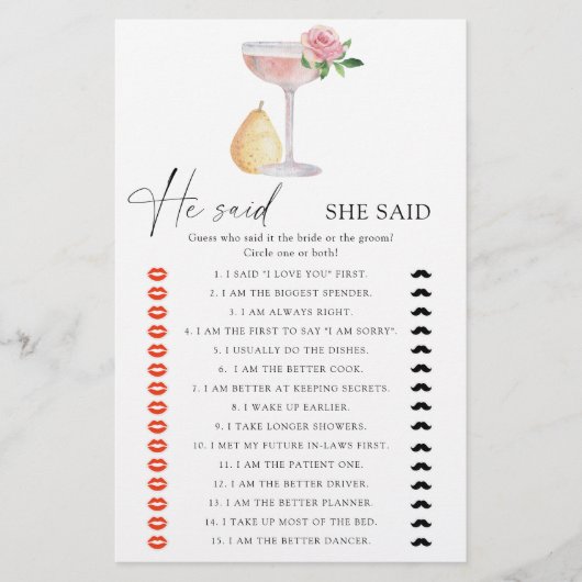 Rose Prosecco - Er sagte, sie sagte Brautparty (Vorderseite)