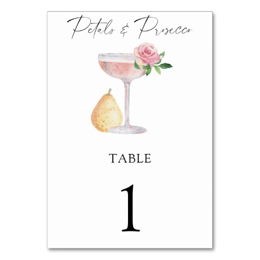 Rose Prosecco - Hochzeitstisch Nummer Tischnummer (Vorderseite)