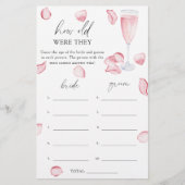 Rose Prosecco - Wie alt waren sie Brautspiel (Vorderseite)