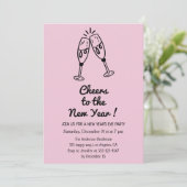 Rosé „Prost aufs neue Jahr“ Champagner Einladung (Stehend Vorderseite)