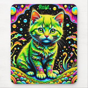 ROSE ~ PSYCHEDELIC Cat ~ Wow! ~ Mousepad