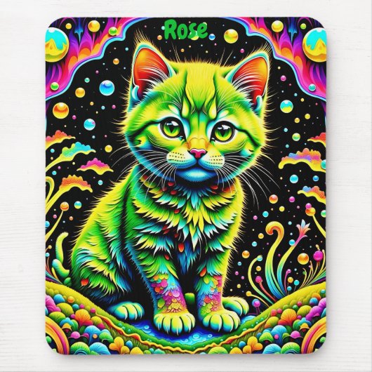 ROSE ~ PSYCHEDELIC Cat ~ Wow! ~ Mousepad (Vorne)