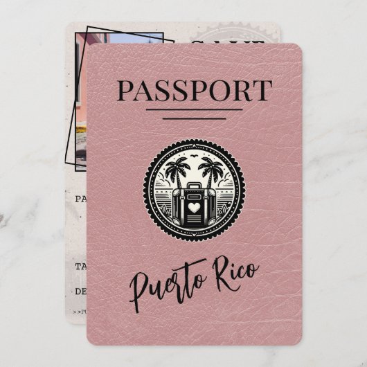 Rose Puerto Rico Passport Save The Date (Vorne/Hinten)