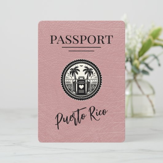Rose Puerto Rico Passport Save The Date (Stehend Vorderseite)