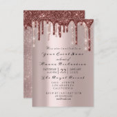 Rose Pulver Funkelnd Glitzer Tropfen Brautparty Einladung (Vorne/Hinten)