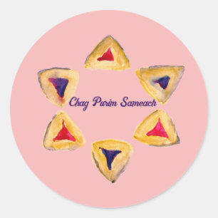 Rosé Purim Hamantaschen Runder Aufkleber