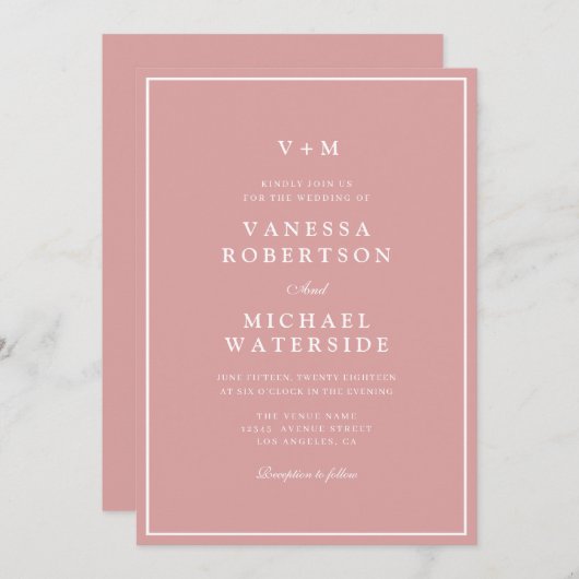 Rose QR Code Hochzeit an der Grenze Einladung (Vorne/Hinten)