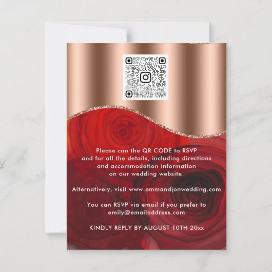 Rose QR-Code Rose Gold Kupfer Rot (Rückseite)