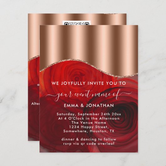 Rose QR-Code Rose Gold Kupfer Rot (Vorne/Hinten)