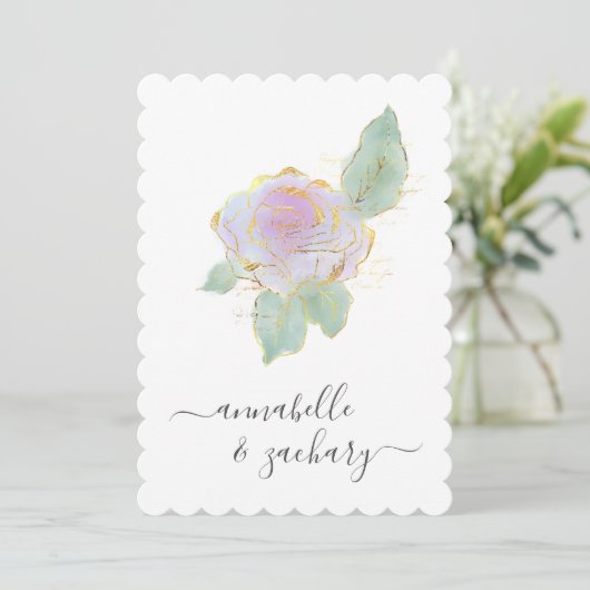 *~* ROSE QR Einfache UAWG Gold AR12 Einladung zur  (Stehend Vorderseite)