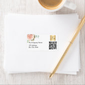 Rose QR-Geschäftslogo Rücksendeadresse Adressaufkleber (Insitu)