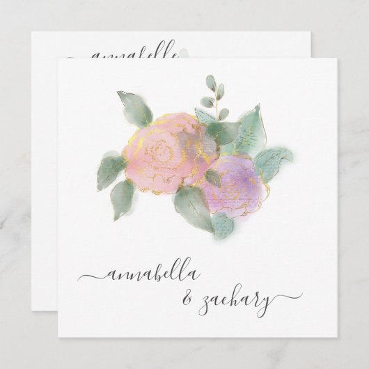 *~* ROSE QR UAWG Gold Glitzer - AR12 Hochzeit Einladung (Vorne/Hinten)