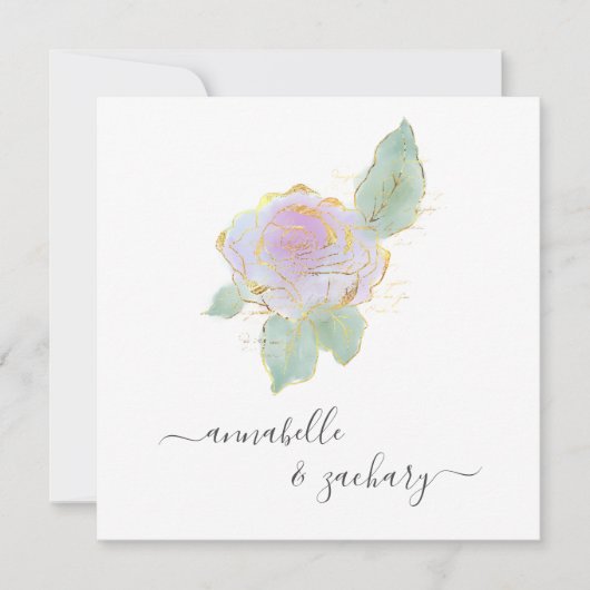 *~* ROSE QR UAWG Gold Glitzer AR12 Wedding Invita Einladung (Vorderseite)